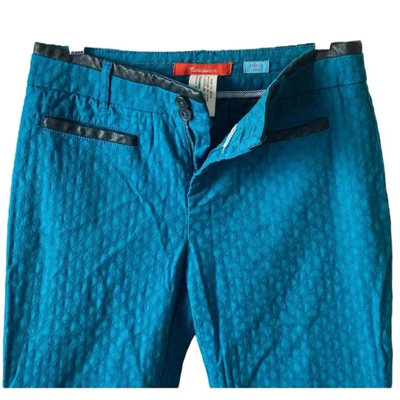ANTHROPOLOGIE CARTONNIER | Green Jacquard Charlie Ankle Cotton  Pants Size 8 - Picture 6 of 9
